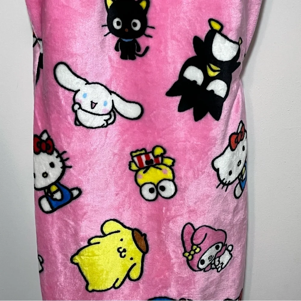 Hello Kitty And Friends Pink Plush Throw Blanket Twin Size